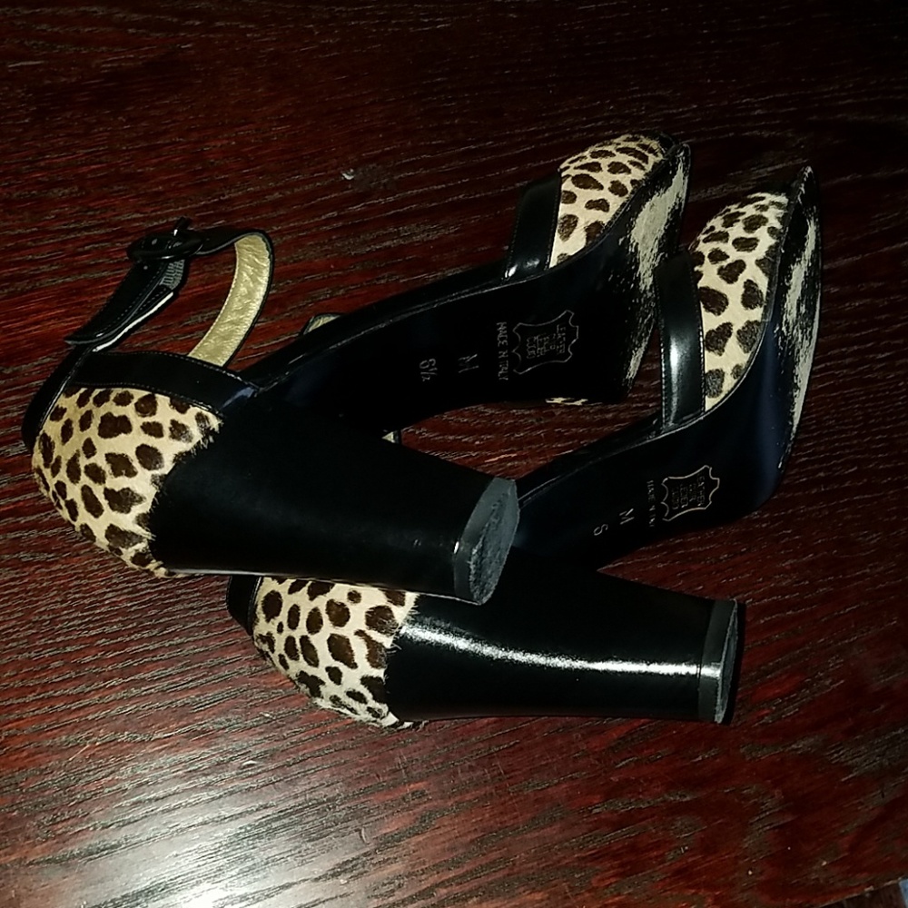 Saint Laurent calf  Vintage Yves Leopard Heels 6.5 - Picture 4 of 8